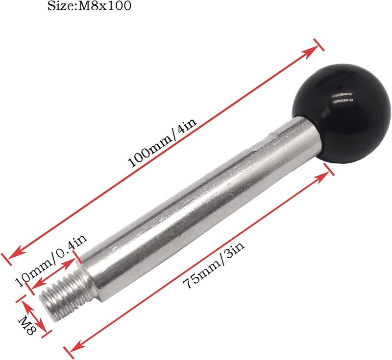 NGe 2pcs Machine Tool Handle with Ball Knob,Revolving Handle Machine Tool,Threaded Revolving Handle,for Machine Tool Accessory,(M8X100) - Image 3